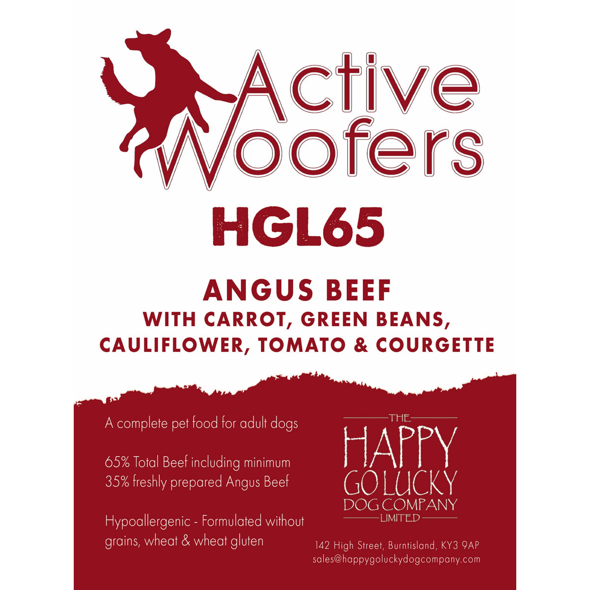 Active Woofers HGL65 Adult Dog Food - Angus Beef